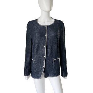 Basler Marled Tweed Metallic Jacket Blue Size FR 48
